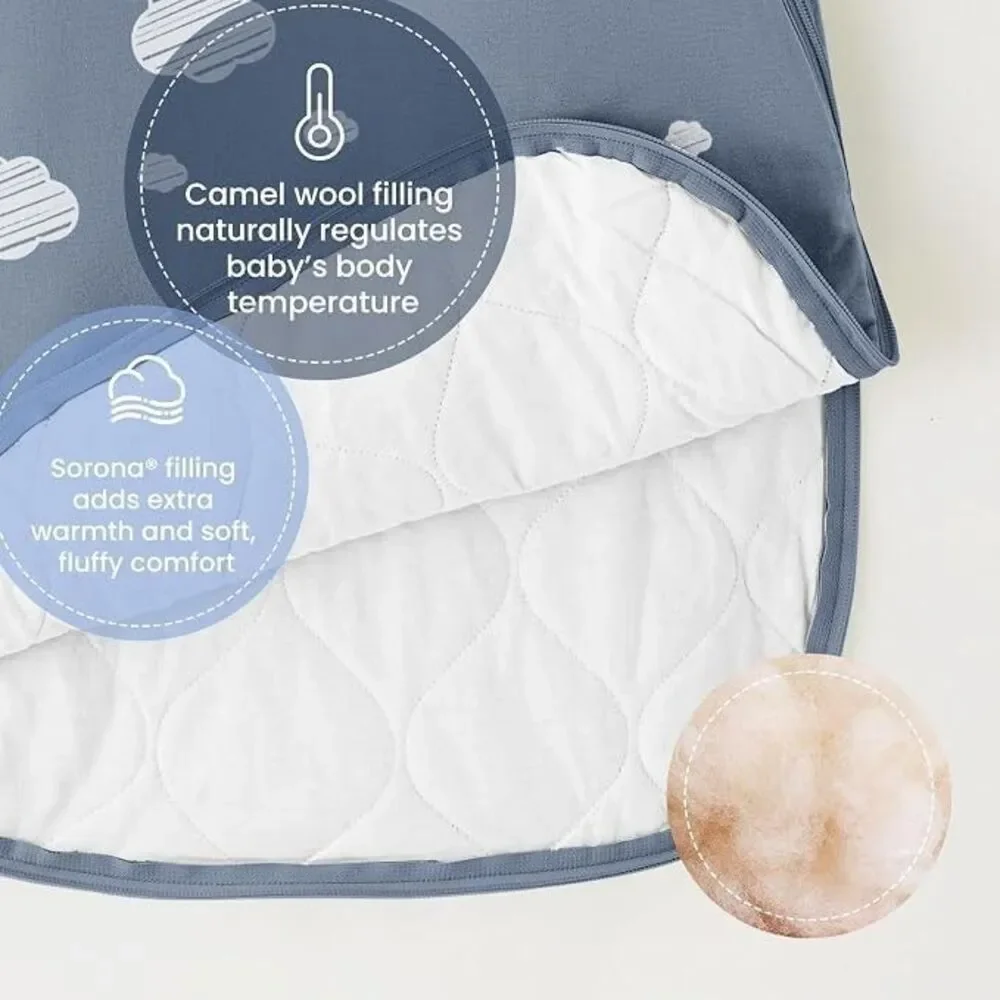 Kaiya Baby Camel Wool Sleep Sack 2.5TOG Long Sleeve 0-6Mnths Unisex Blue Sky New